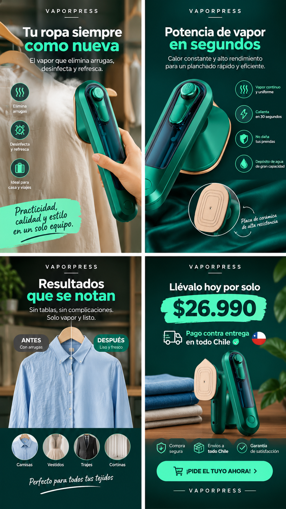 VaporPress Pro - Plancha a Vapor Portátil 2 en 1