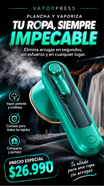 VaporPress Pro - Plancha a Vapor Portátil 2 en 1