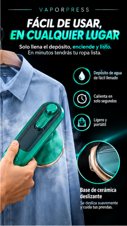 VaporPress Pro - Plancha a Vapor Portátil 2 en 1